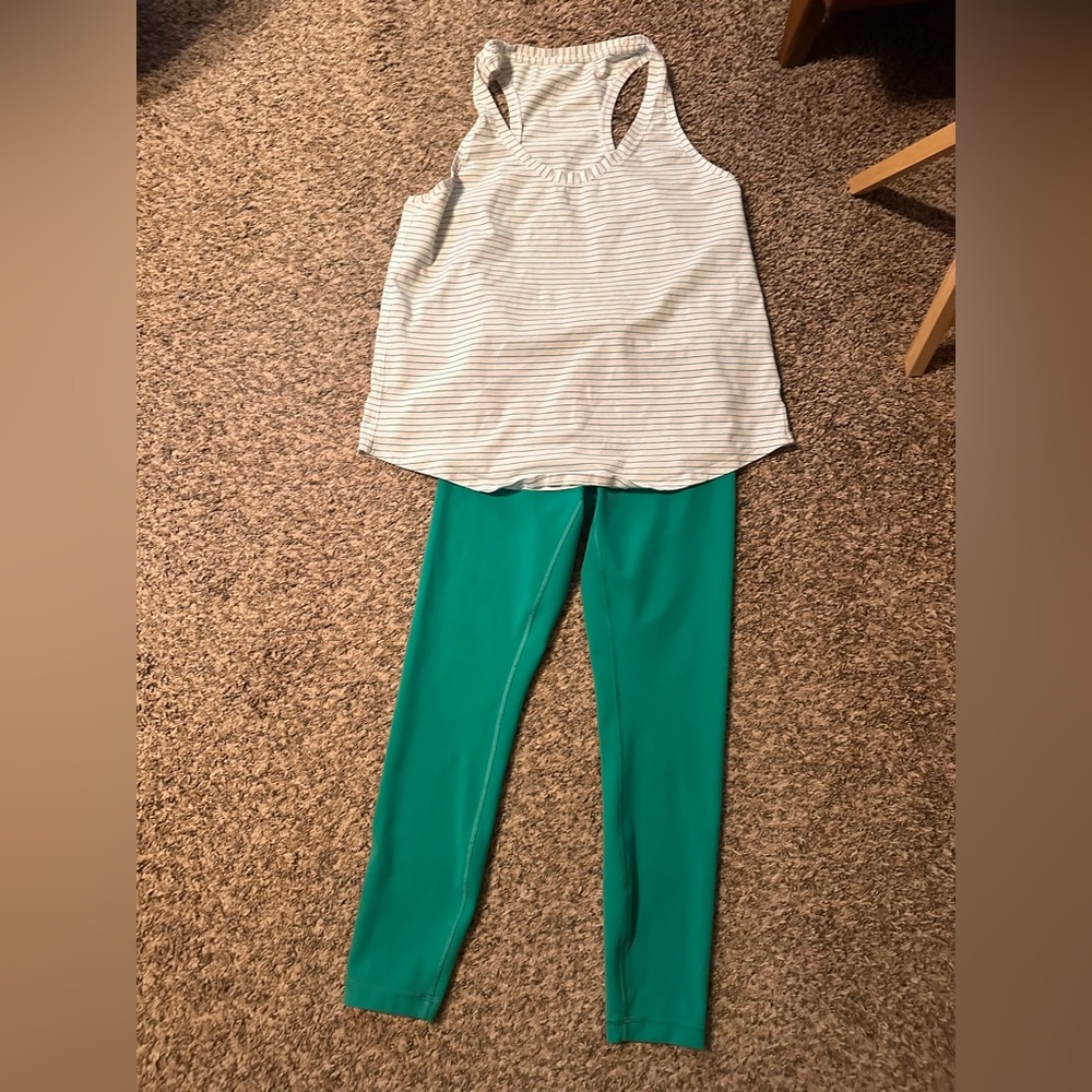 lululemon athletica Green Athletic Leggings and matching tank top